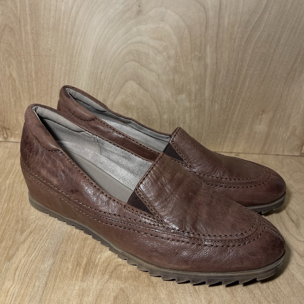 Naturalizer Harker Brown Leather Slip On Wedge Loafers Comfort Women's Size 10